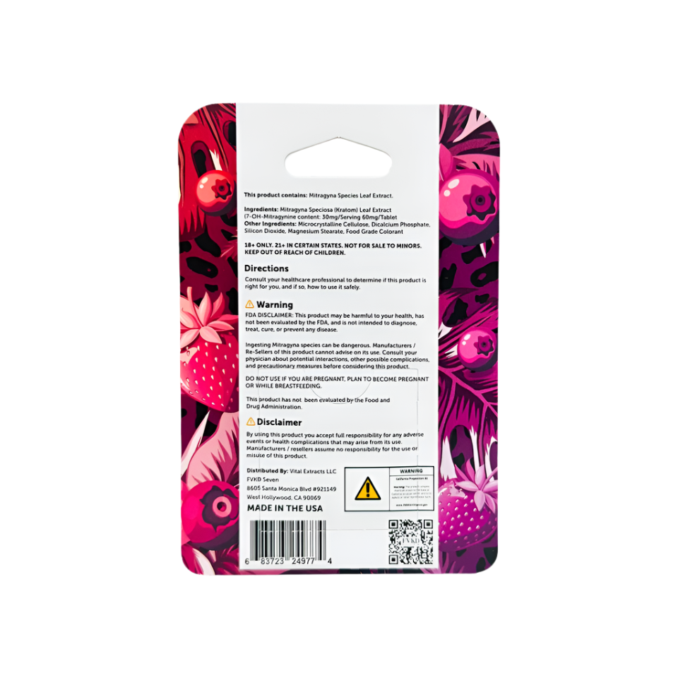 FVKD Seven 4ct 7OH Tabs Very Berry 60mg Per Tablet - Seven Tech