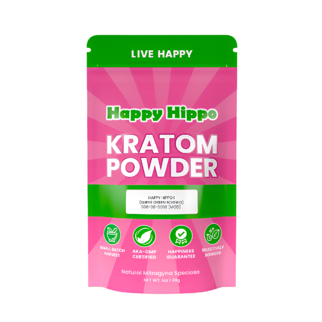 HAPPY HIPPO KRATOM POWDER 500G / 17.6OZ - RED HOT HIPPO / MAENG DA RED VEIN - Seven Tech