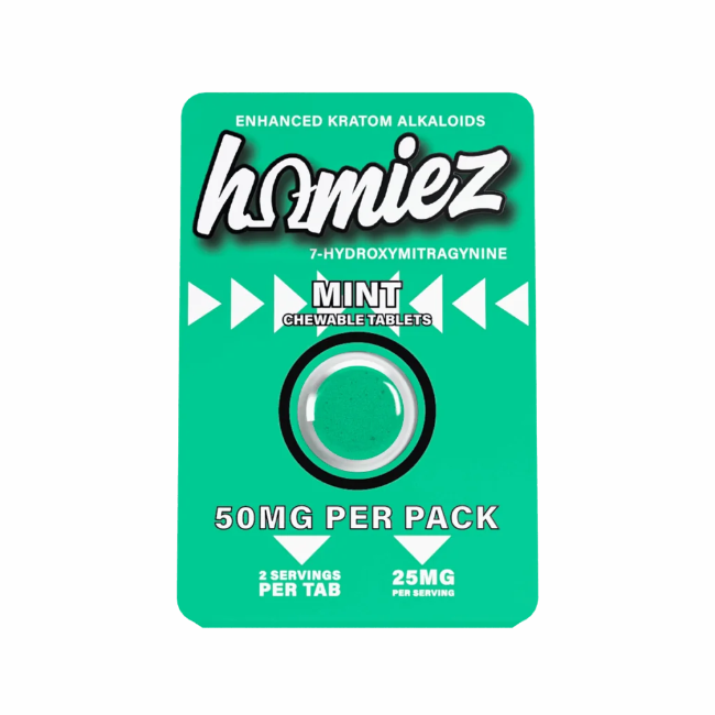 HOMIEZ 7-HYDROXYMITRAGYNINE TABLETS 1CT / 50MG EACH – MINT - Seven Tech