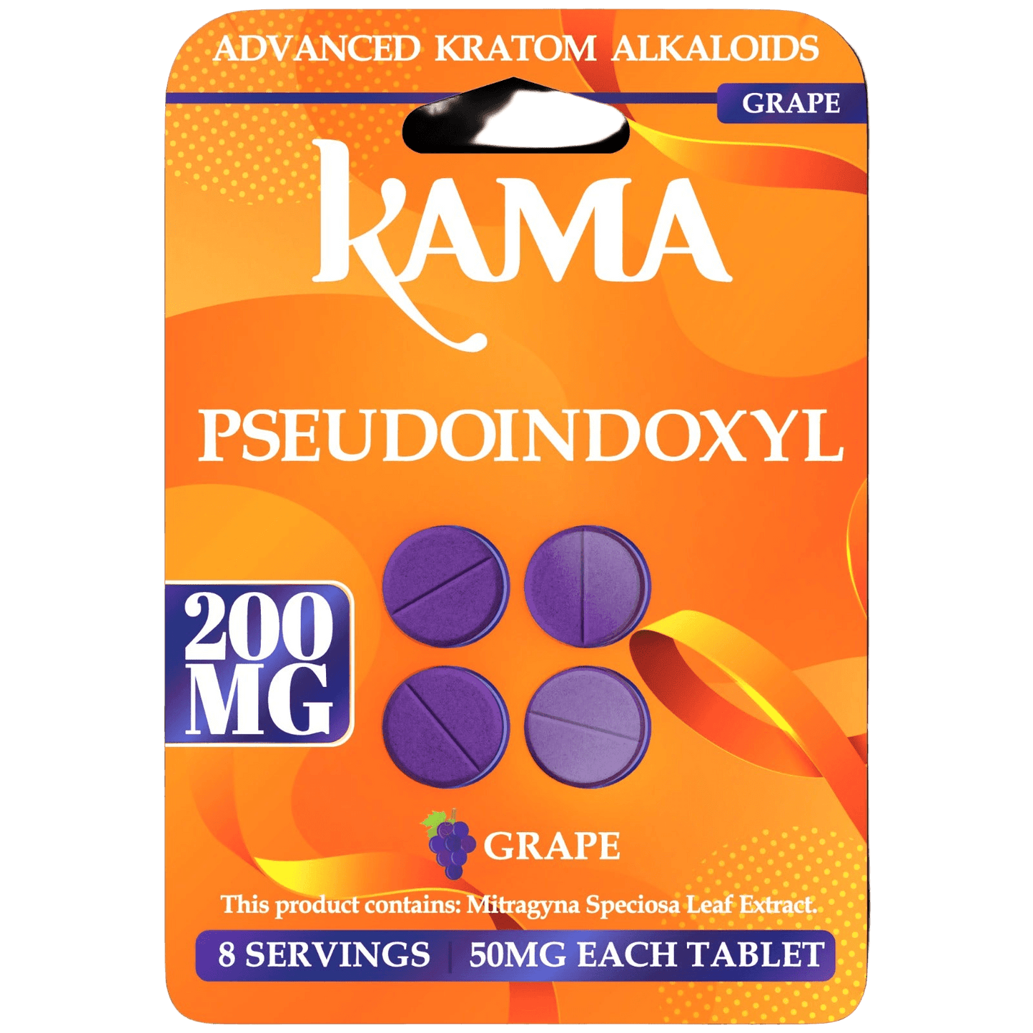 KAMA 4ct Psuedoindoxyl Tabs Grape 50mg per Tablet - Seven Tech