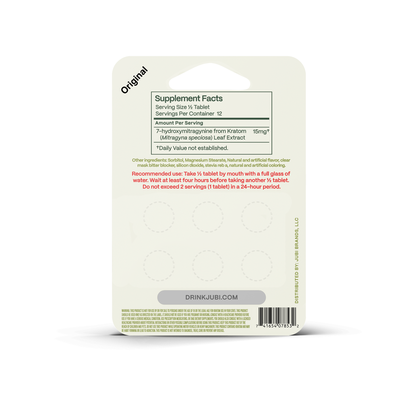 Jubi 6ct 7OH Chewable Tabs Original Flavor 30mg per Tablet - Seven Tech