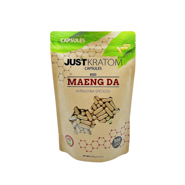 JUST KRATOM CAPSULES 500CT - MAENG DA RED VEIN - Seven Tech