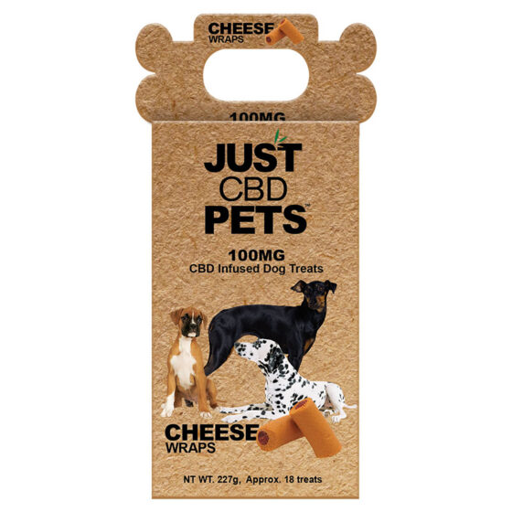 JUST PETS CBD DOG TREATS 100MG - CHEESE WRAPS