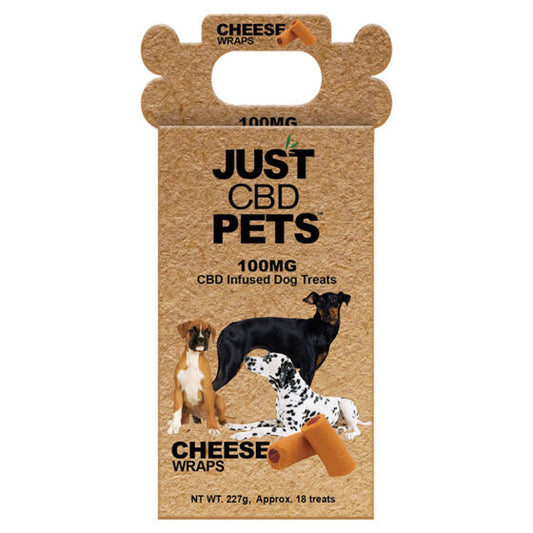 JUST PETS CBD DOG TREATS 100MG - CHEESE WRAPS