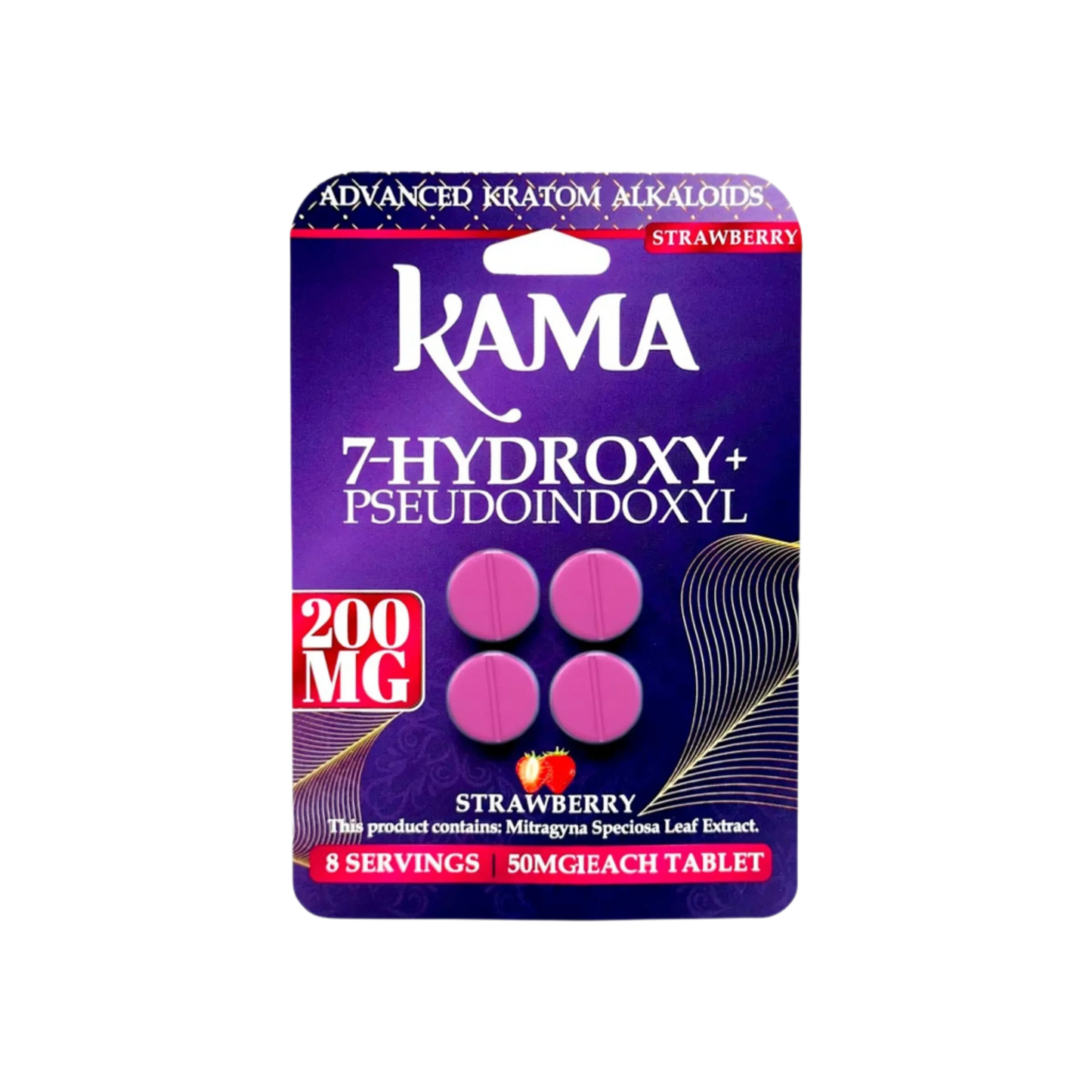 KAMA 4ct 7OH + Psuedoindoxyl Tabs Strawberry 50mg per Tablet - Seven Tech