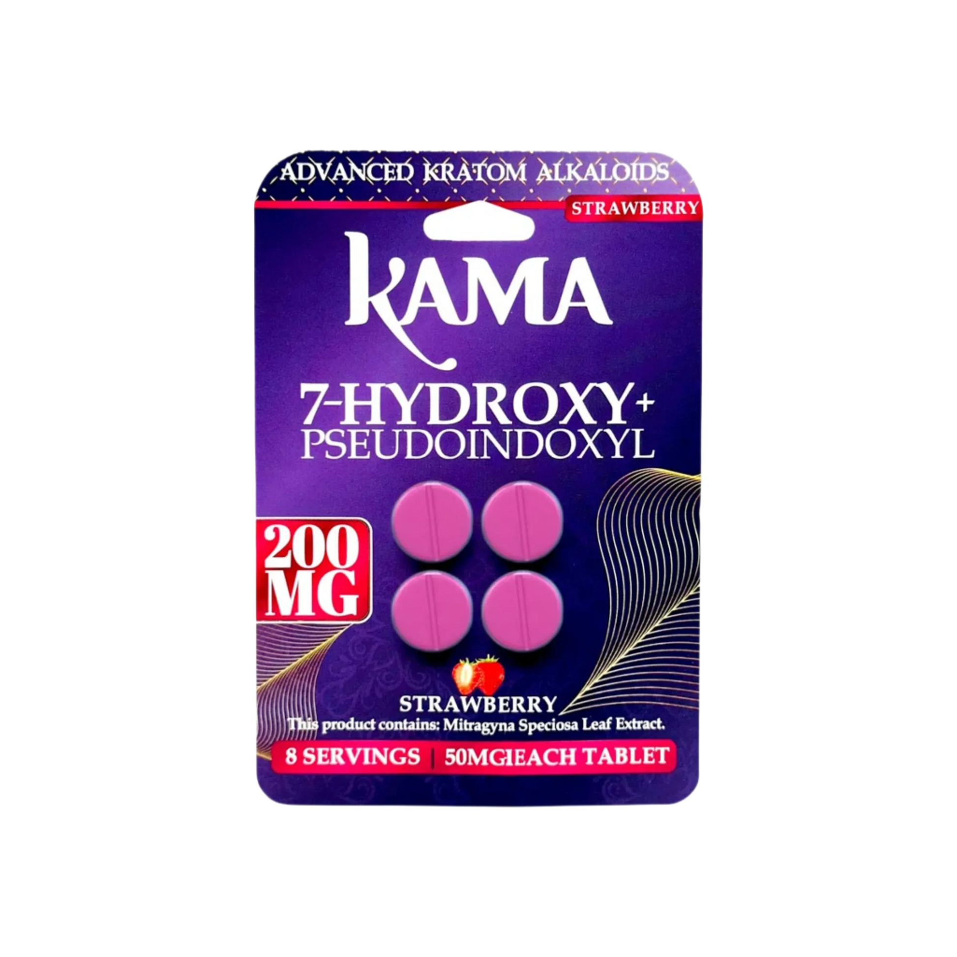 KAMA 4ct 7OH + Psuedoindoxyl Tabs Strawberry 50mg per Tablet - Seven Tech