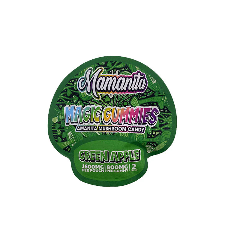 Mamanita Green Apple Magic Gummies Mushroom Candy 2pcs 800mg 1600mg Per Pkg