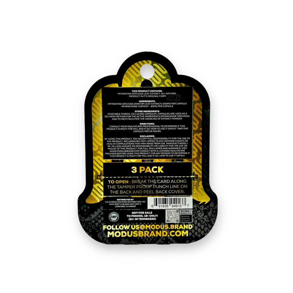 MODUS KRATOM GOLD SERIES SUPER STRENGTH CAPSULES 600MG 3CT - ZING MAENG DA (ENERGY) - Seven Tech