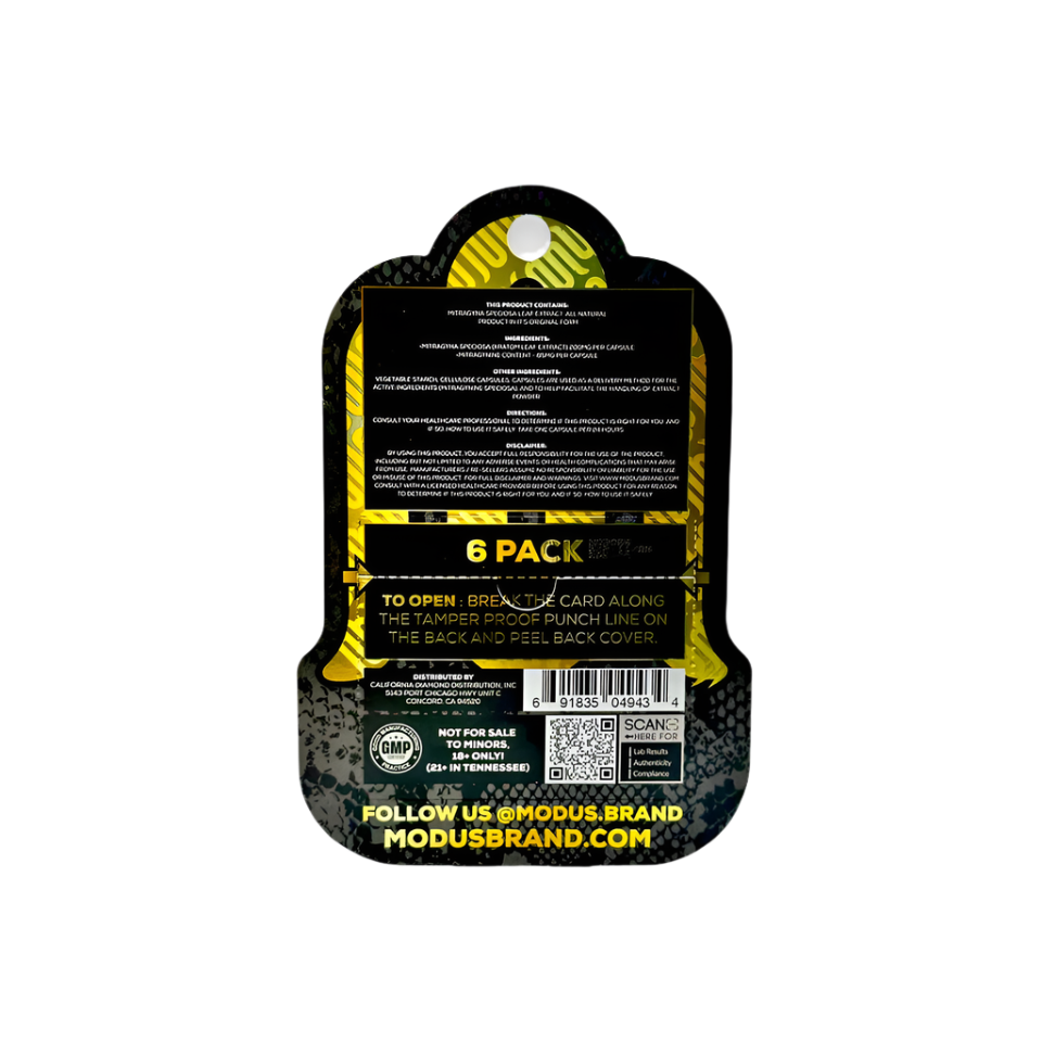 MODUS KRATOM GOLD SERIES SUPER STRENGTH CAPSULES 1200MG 6CT - FLO MALAY (FOCUS) - Seven Tech