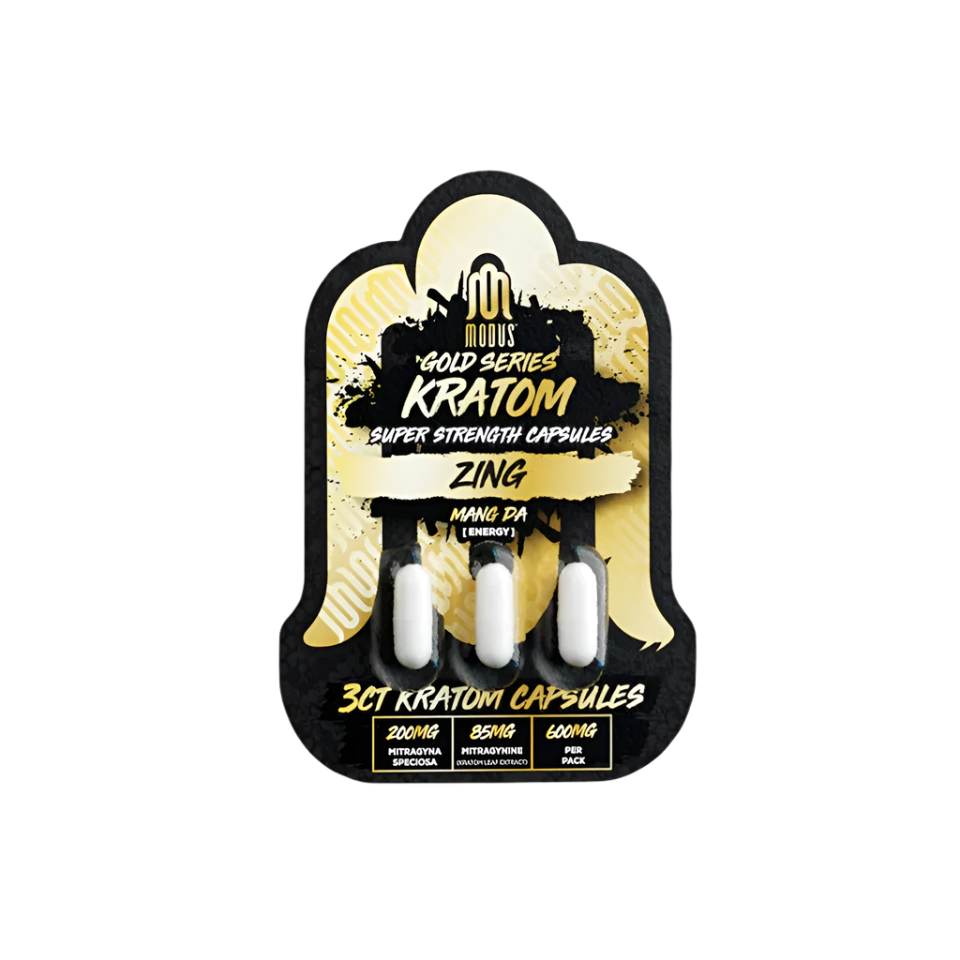 MODUS KRATOM GOLD SERIES SUPER STRENGTH CAPSULES 600MG 3CT - ZING MAENG DA (ENERGY) - Seven Tech