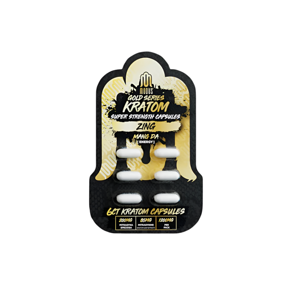 MODUS KRATOM GOLD SERIES SUPER STRENGTH CAPSULES 1200MG 6CT - ZING MAENG DA (ENERGY) - Seven Tech