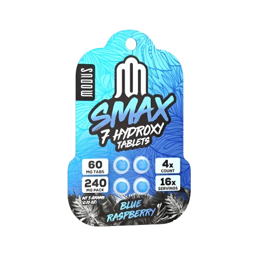 Modus Smax 4ct 7OH Blue Raspberry 60mg Per Tablet - Seven Tech