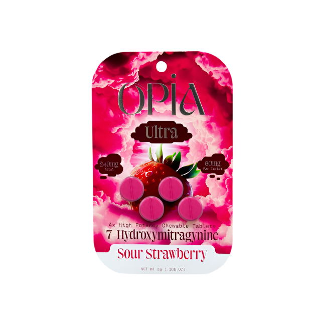 OPIA 4ct 7OH Chewable Tabs Sour Strawberry 60mg Per Tablets - Seven Tech
