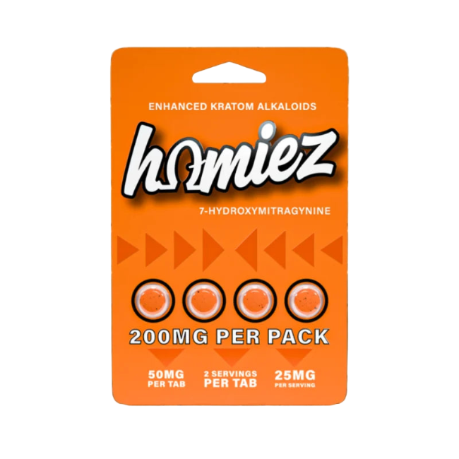 HOMIEZ 7-HYDROXYMITRAGYNINE TABLETS 4CT / 50MG EACH – TANGERINE - Seven Tech