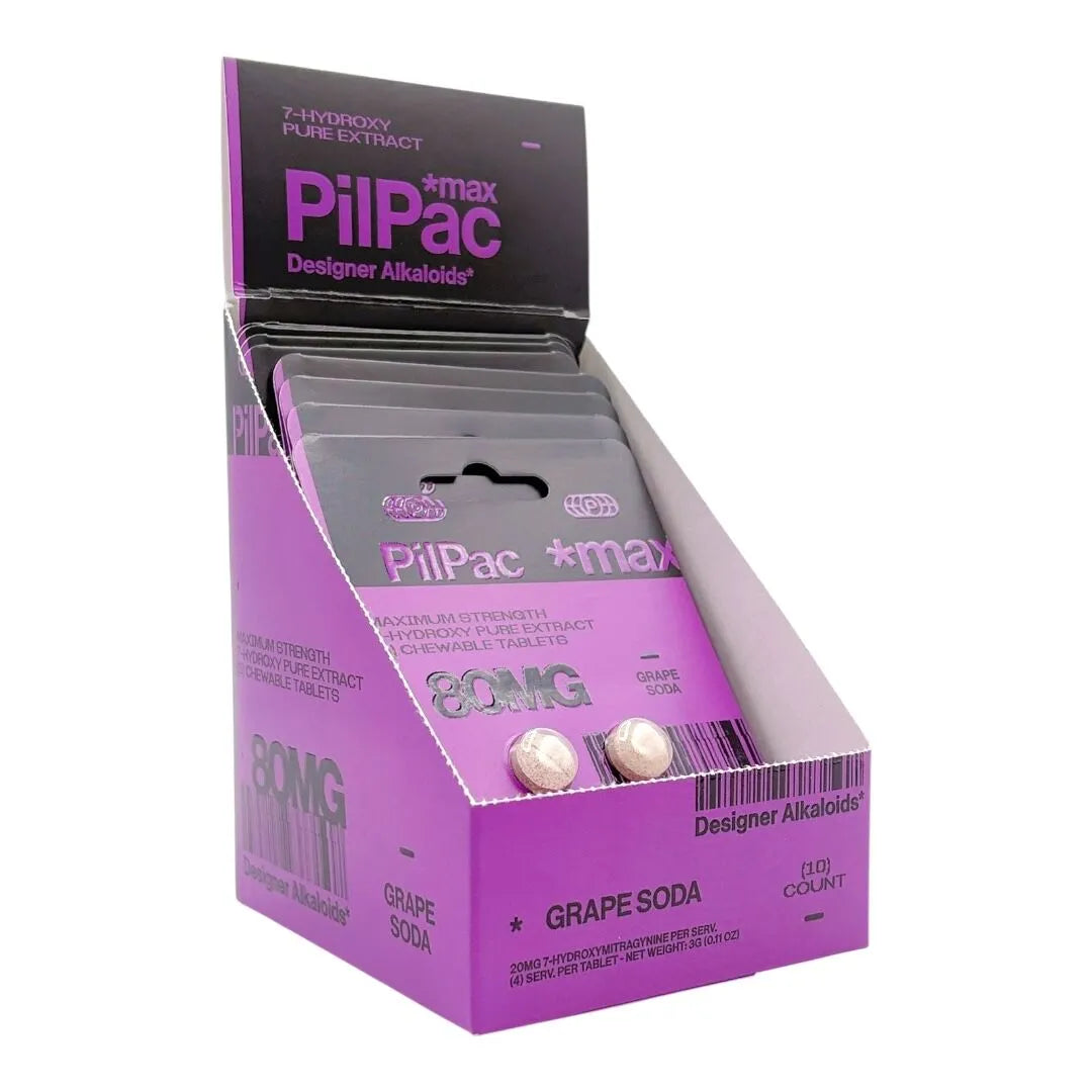PILPAC *MAX DESIGNER ALKALOIDS MAXIMUM STRENGTH 7- HYDROXY CHEWABLE TABLETS 80MG 5CT - GRAPE SODA