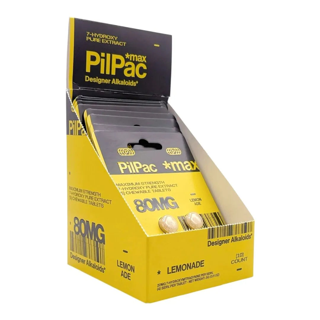 PILPAC *MAX DESIGNER ALKALOIDS MAXIMUM STRENGTH 7- HYDROXY CHEWABLE TABLETS 80MG 5CT - LEMONADE