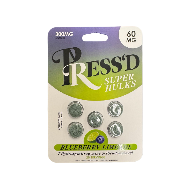 Press'D 5ct 7OH Chewable Tabs Super Hulks Blueberry Limeade 60mg Per Tablets - Seven Tech