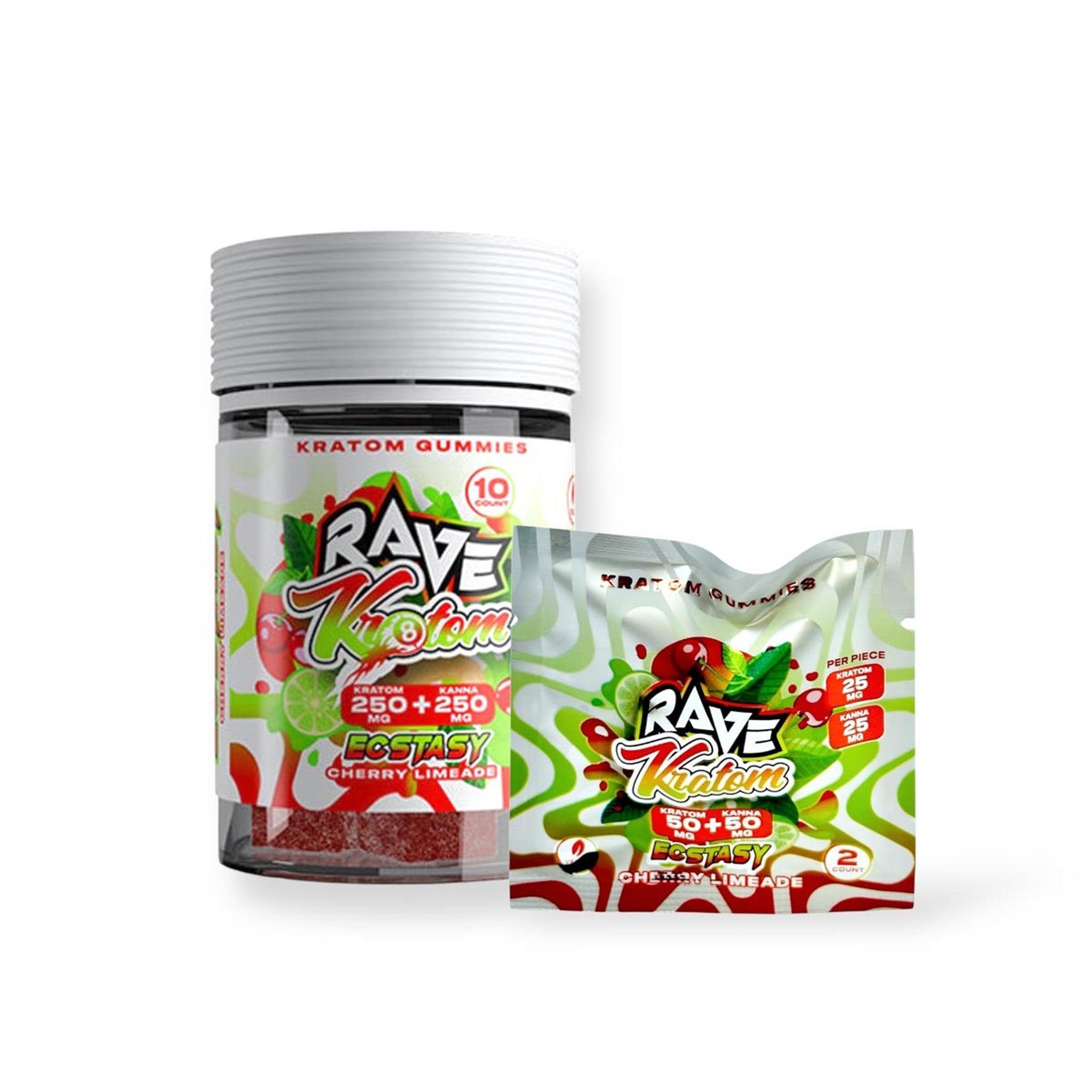 RAVE KRATOM GUMMIES 10CT CHERRY LIMEADE (KRATOM 250MG + KAVA 250MG) - Seven Tech