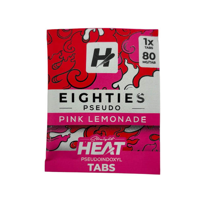 Straight Heat Eighties Pseudo 1ct Chewable Tab Pink Lemonade 80mg Per Tablets - Seven Tech
