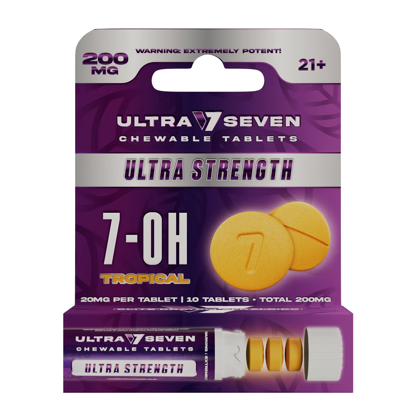 Ultra Seven 10ct 7OH Tabs Ultra Strength Tropical 20mg Per Tablet - Seven Tech