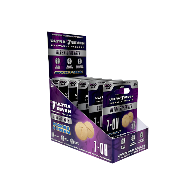Ultra Seven 10ct 7OH Tabs Ultra Strength Cookies & Cream 20mg Per Tablet - Seven Tech