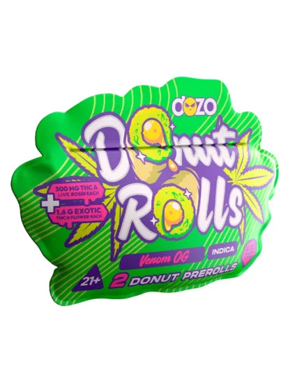 DOZO - THC A DONUT PRE-ROLLS - 2 COUNT - VENOM OG - INDICA - Seven Tech