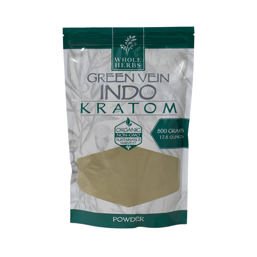 WHOLE HERBS KRATOM POWDER 500G / 17.5OZ - INDO GREEN VEIN - Seven Tech