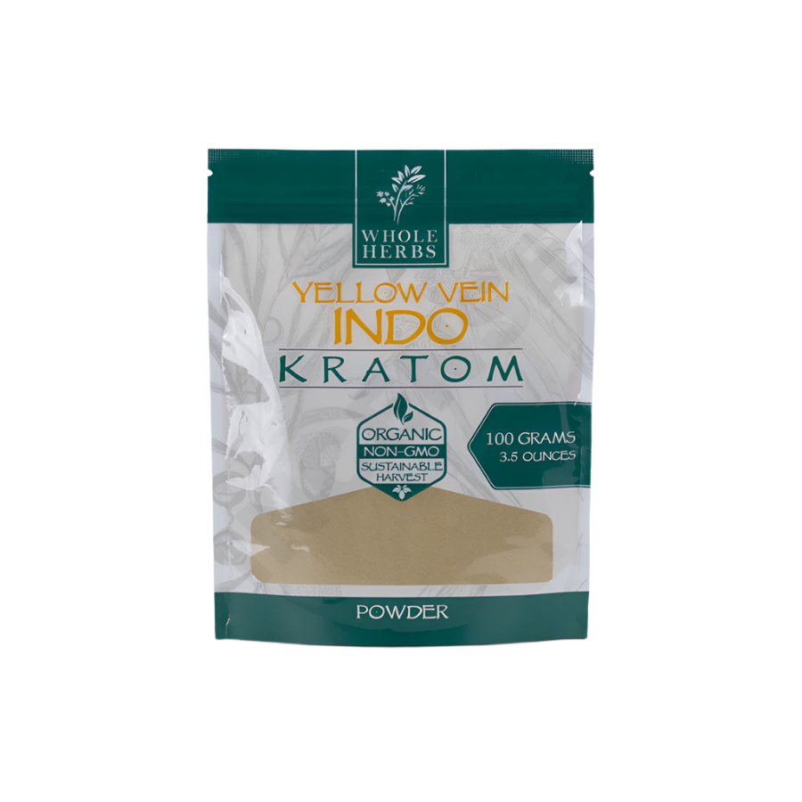 WHOLE HERBS KRATOM POWDER 100G / 3.5OZ - INDO YELLOW VEIN - Seven Tech