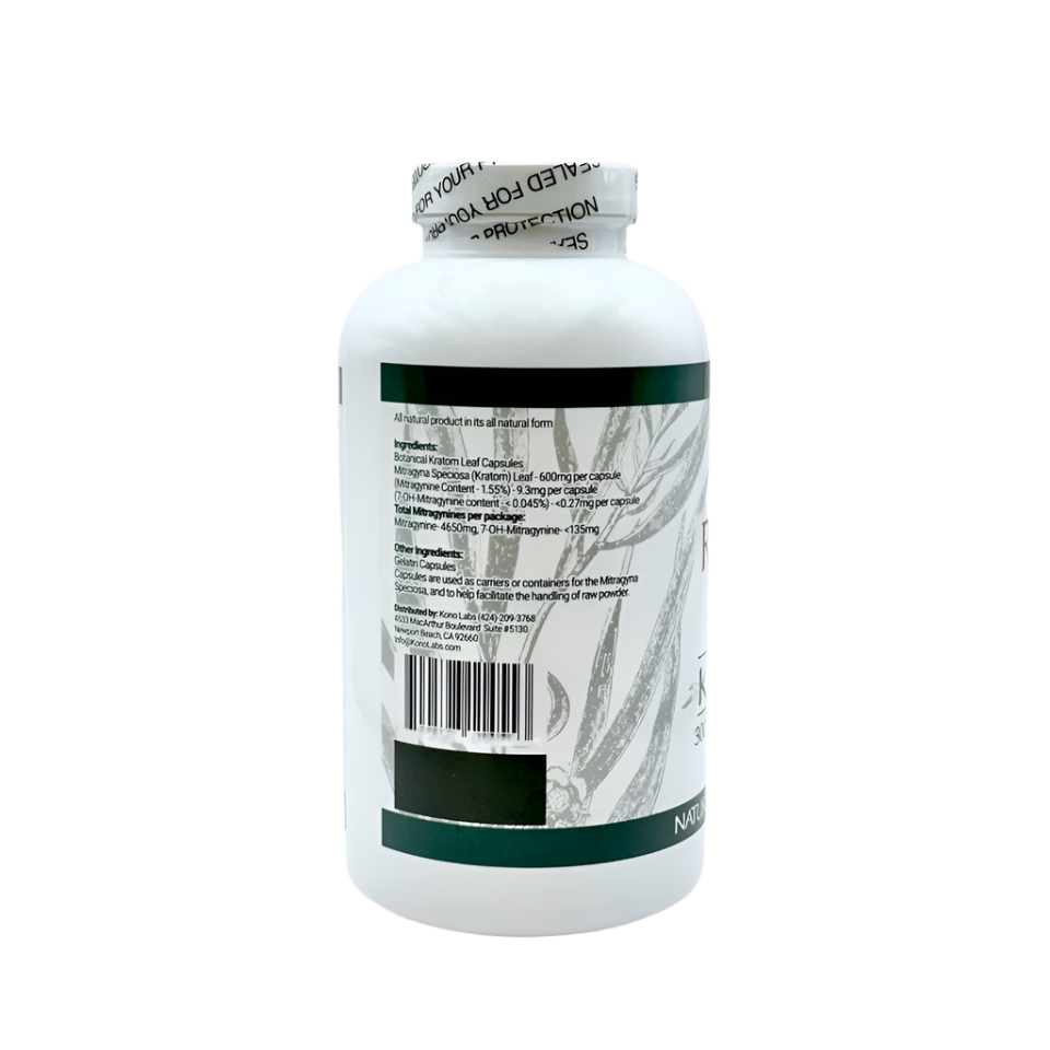 WHOLE HERBS KRATOM CAPSULES 60CT / 36G / 1.3OZ - BALI RED VEIN - Seven Tech