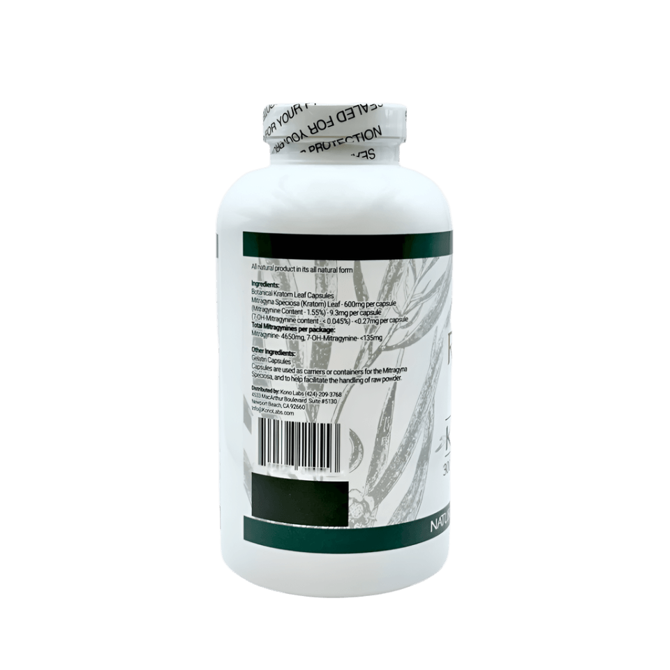 WHOLE HERBS KRATOM CAPSULES 60CT / 36G / 1.3OZ - BALI RED VEIN - Seven Tech