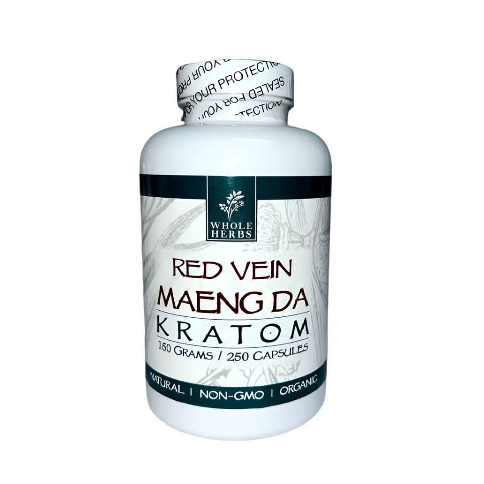 WHOLE HERBS KRATOM CAPSULES 250CT / 150G / 5.3OZ - MAENG DA RED VEIN - Seven Tech