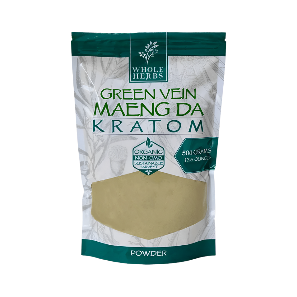 WHOLE HERBS KRATOM POWDER 500G / 17.5OZ - MAENG DA GREEN VEIN - Seven Tech