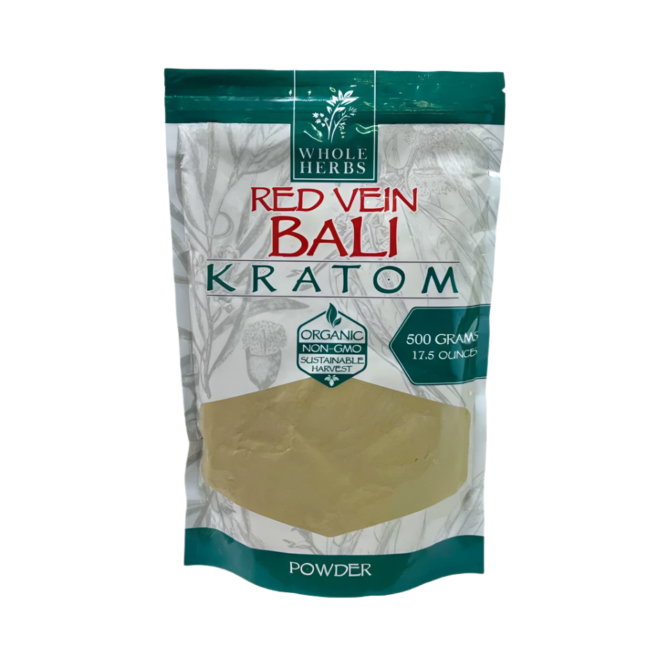 WHOLE HERBS KRATOM POWDER 500G / 17.5OZ - BALI RED VEIN - Seven Tech