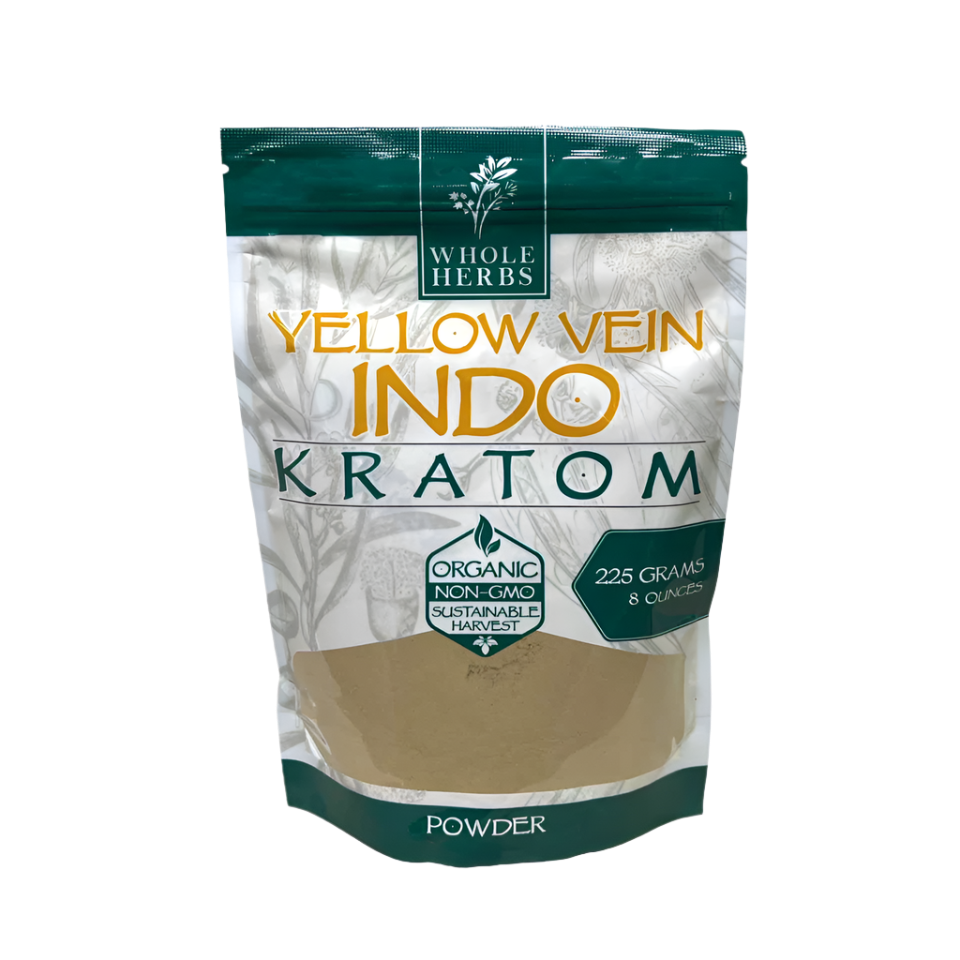 WHOLE HERBS KRATOM POWDER 225G / 8OZ - INDO YELLOW VEIN - Seven Tech