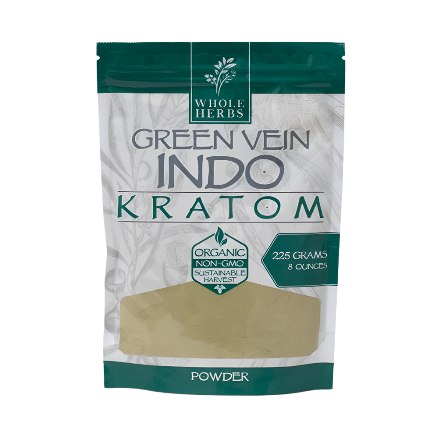 WHOLE HERBS KRATOM POWDER 225G / 8OZ - INDO GREEN VEIN - Seven Tech