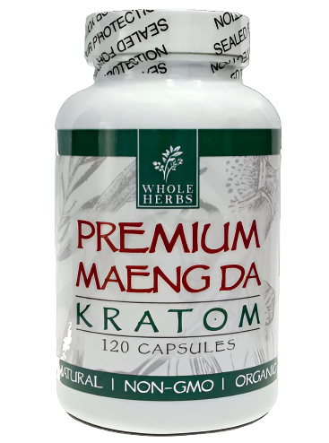 WHOLE HERBS KRATOM CAPSULES 120CT / 72G / 2.5OZ - MAENG DA RED VEIN - Seven Tech