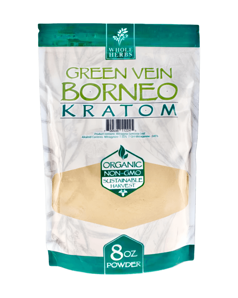WHOLE HERBS KRATOM POWDER 225G / 8OZ - BORNEO GREEN VEIN - Seven Tech