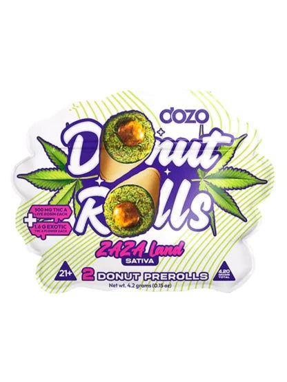 DOZO - THC A DONUT PRE-ROLLS - 2 COUNT - ZAZA LAND - SATIVA - Seven Tech