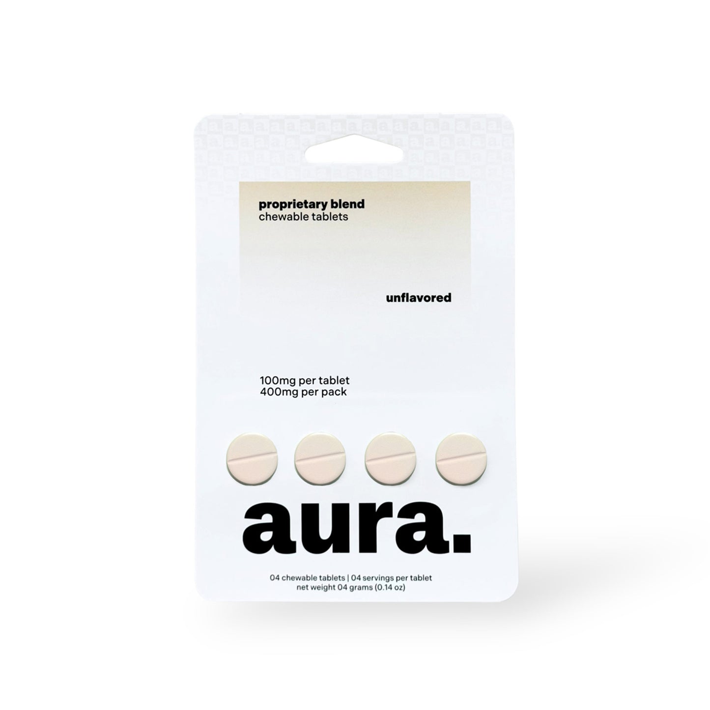 AURA. PROPRIETARY BLEND KRATOM CHEWABLE TABLETS 100MG 4CT - UNFLAVORED