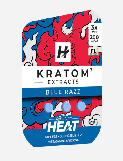 STRAIGHT HEAT KRATOM EXTRACT TABLETS 200MG 3CT - BLUE RAZZ