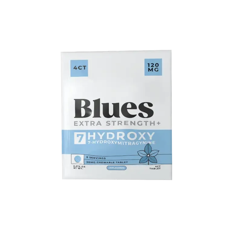 Blues 4ct 7OH Unflavored Chewable Tabs 30mg Per Tablet - Seven Tech
