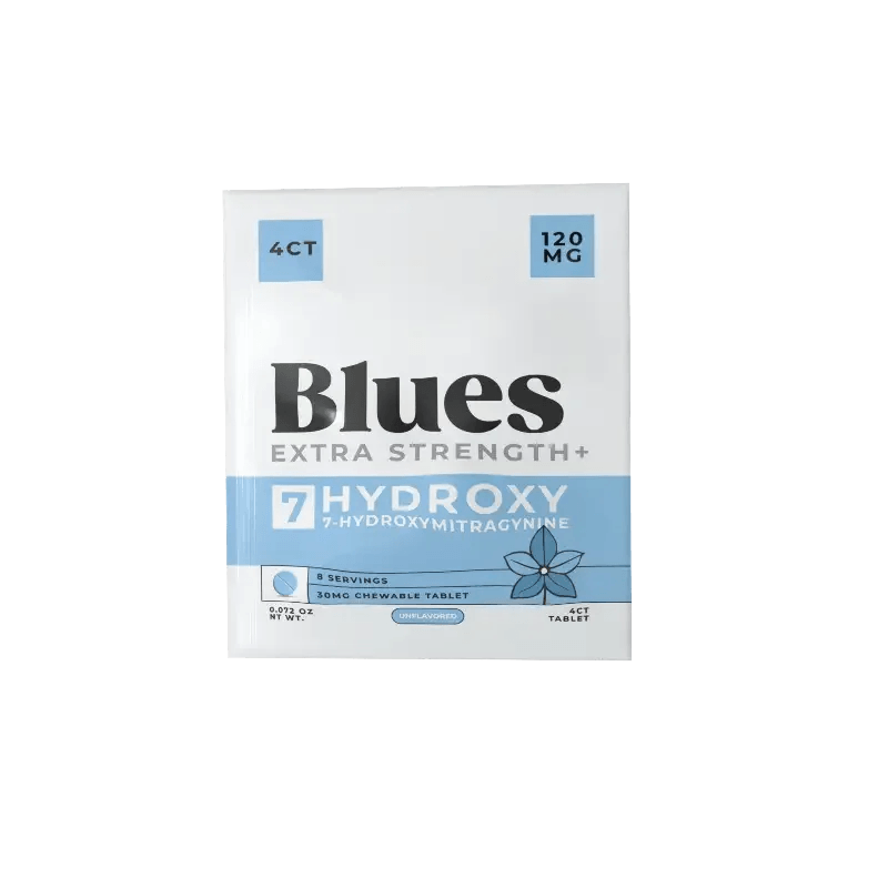 Blues 4ct 7OH Unflavored Chewable Tabs 30mg Per Tablet - Seven Tech