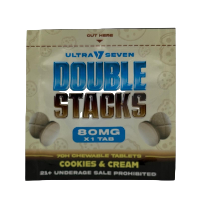 Ultra Seven Double Stacks 1ct 7OH Chewable Tab Cookies and Cream 80mg Per Tablets - Seven Tech