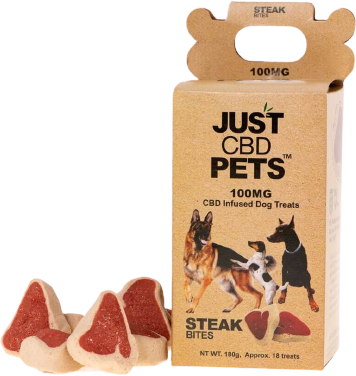 JUST PETS CBD DOG TREATS 100MG - STEAK WRAPS