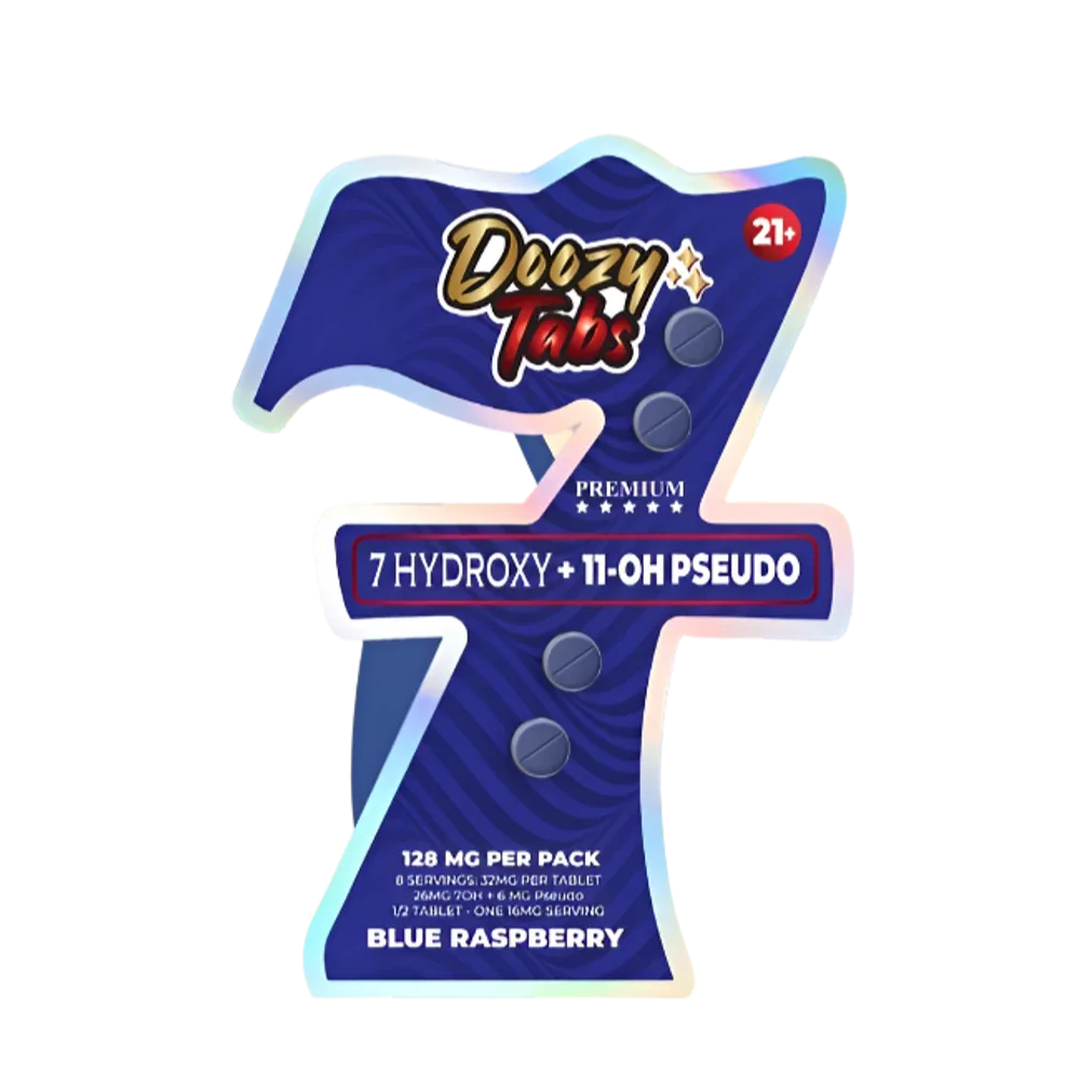 Doozy Tabs 4ct 7OH+11OH Pseudo Chewable Tabs Blue Raspberry 32mg per Tablet - Seven Tech