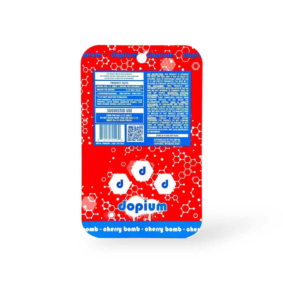 DOPIUM 7-HYDROXY CHEWABLE TABLETS 3CT 60MG PER TABLET - CHERRY BOMB