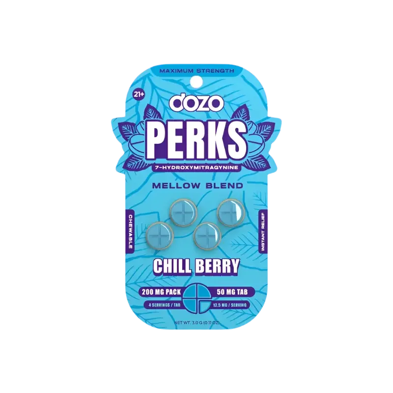 Dozo Perks 4ct 7OH Party Blend Chill Berry Chewable Tabs 50mg per Tablet - Seven Tech