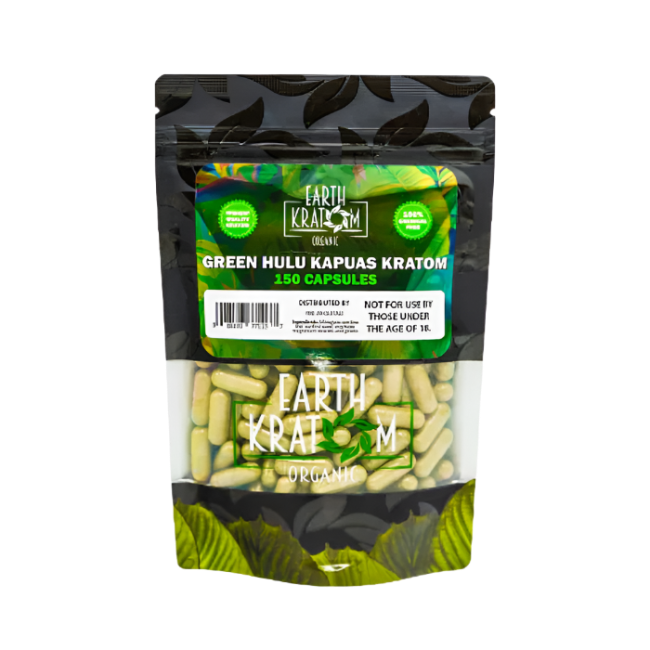 EARTH KRATOM CAPSULES 150CT - HULU GREEN VEIN - Seven Tech