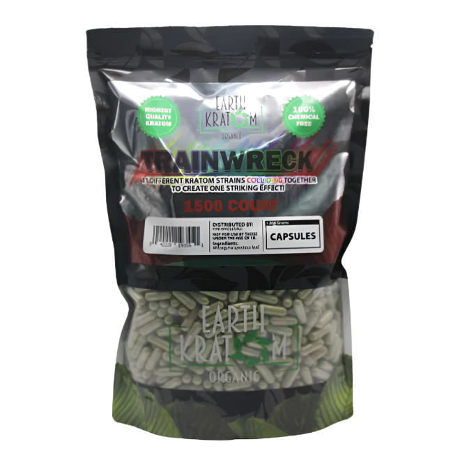 EARTH KRATOM CAPSULES 1500CT - TRAINWRECK - Seven Tech