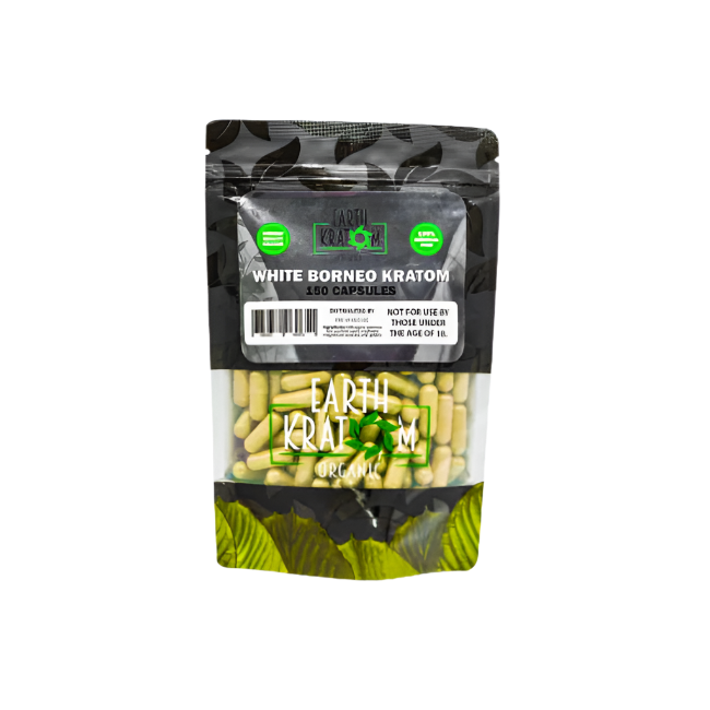 EARTH KRATOM CAPSULES 150CT - BORNEO WHITE VEIN - Seven Tech